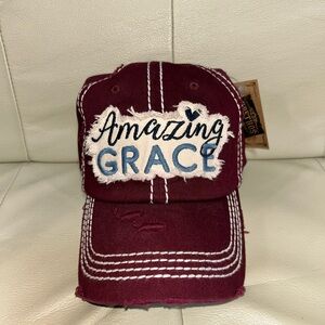 KBETHOS Burgundy 'Amazing Grace' Distressed Cap